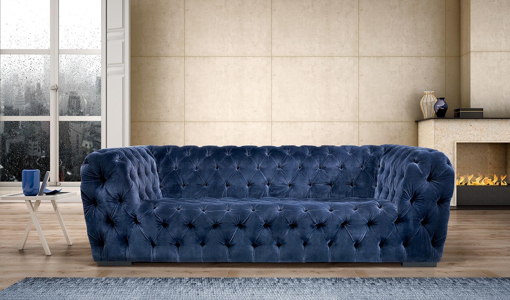 Upholstery Made To Order Classic Style Sofa with Tufting In Eden Green Velvet For Sale