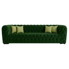 Made To Order Classic Style Sofa with Tufting In Eden Green Velvet