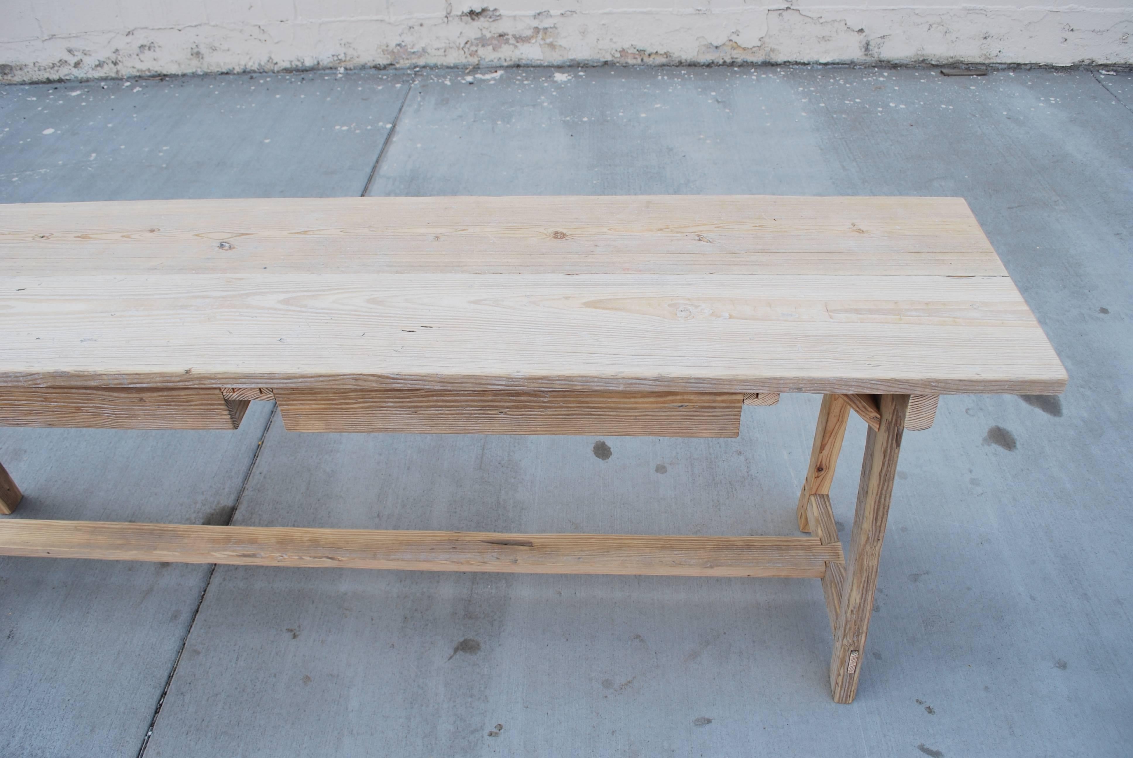 Made to Order Console Table or Work Table in Reclaimed Wood by Petersen Antiques 2