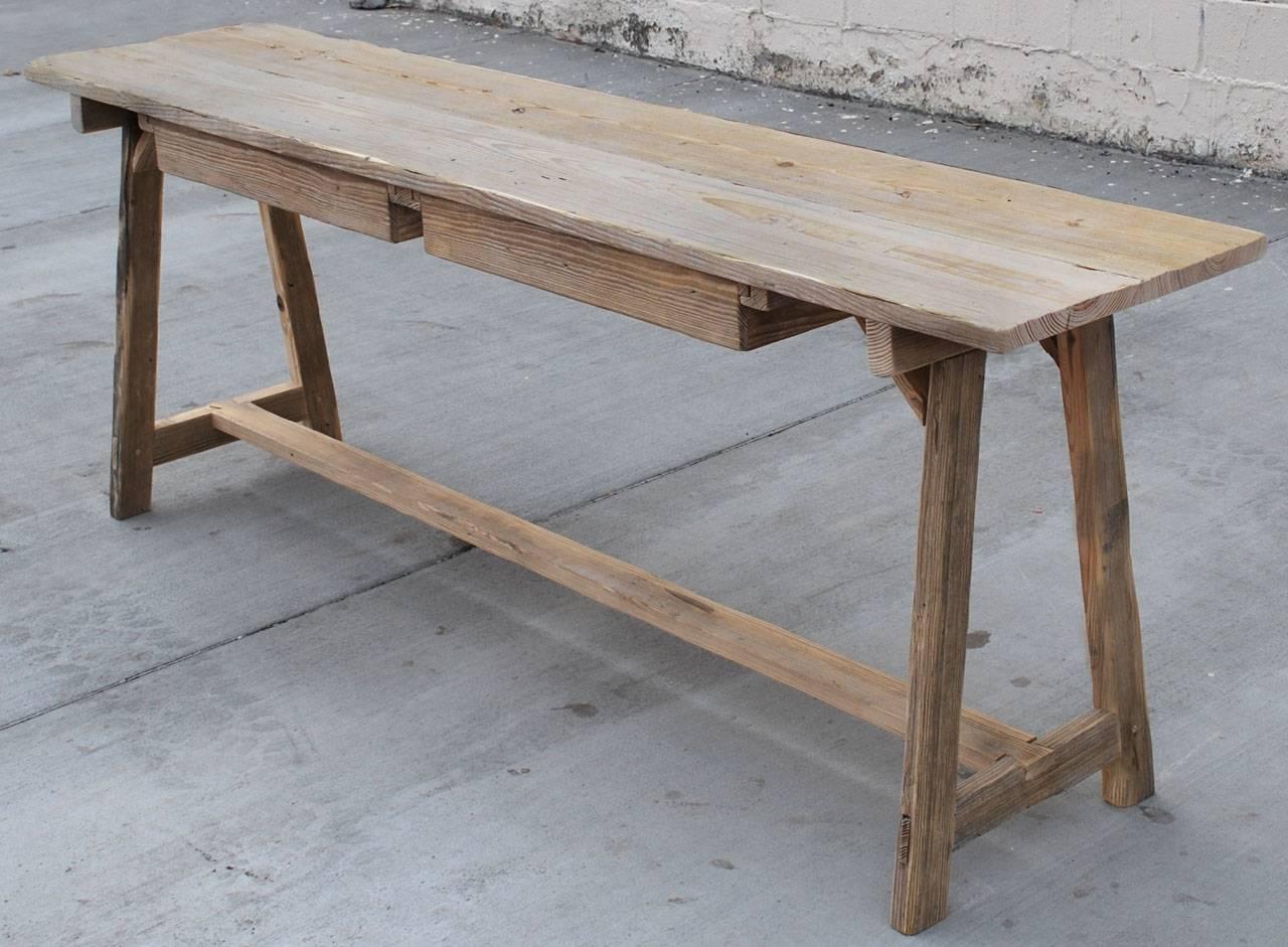Made to Order Console Table or Work Table in Reclaimed Wood by Petersen Antiques 1