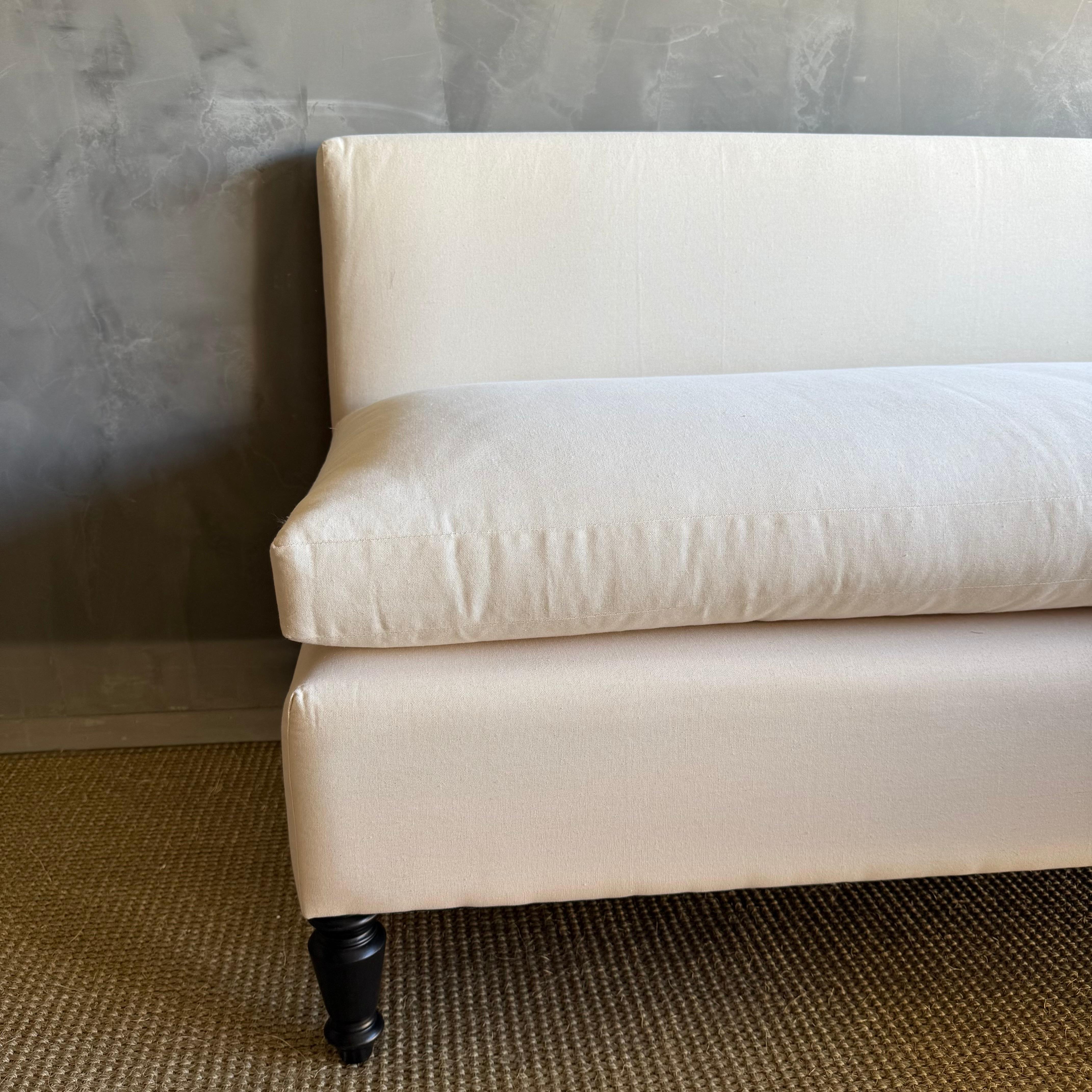 Cotton Made to Order Custom Dining Banquette Bench or Sofa 2 piece in COM Any Size For Sale