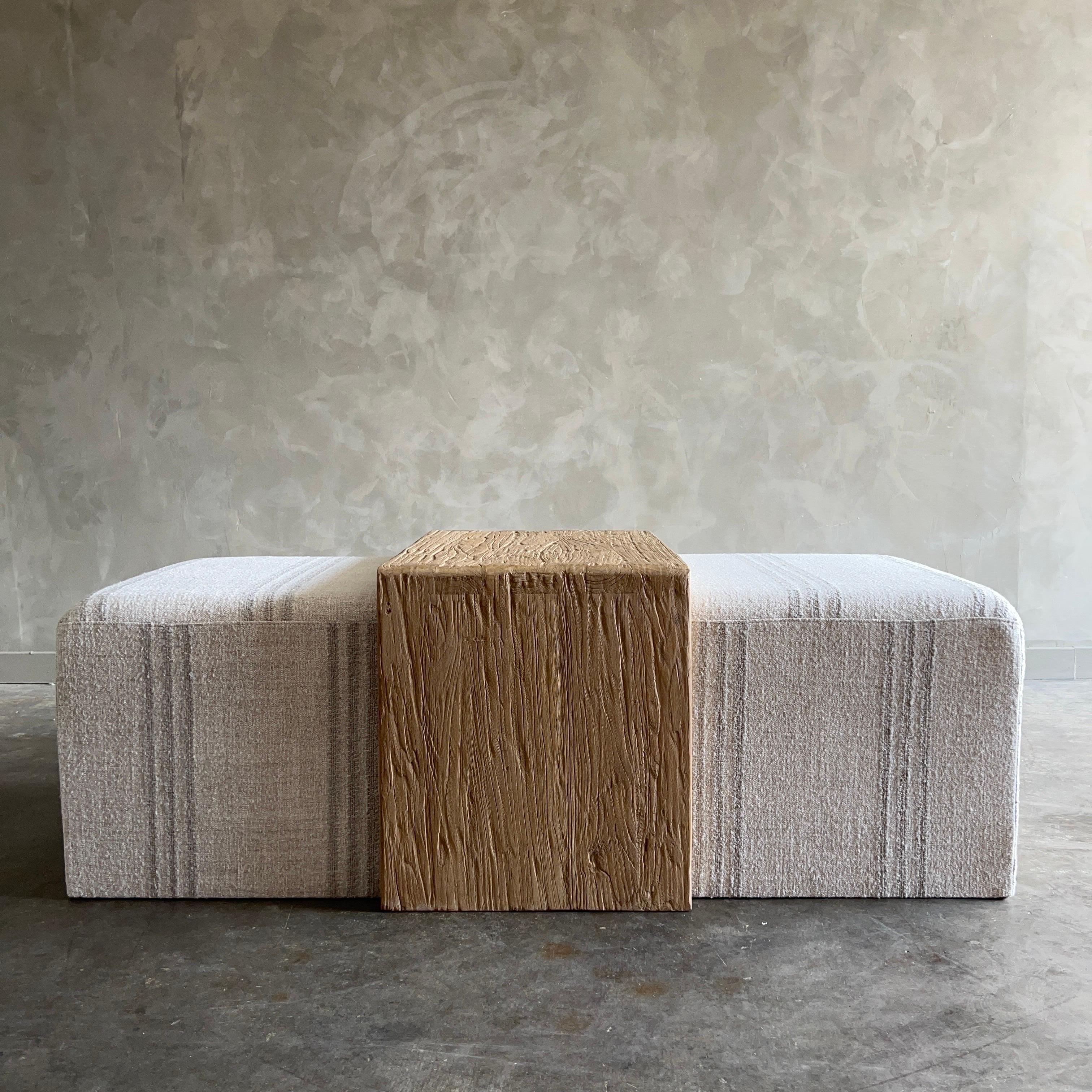 Linen Made to Order for Katie Cocktail Ottoman with custom Waterfall Table