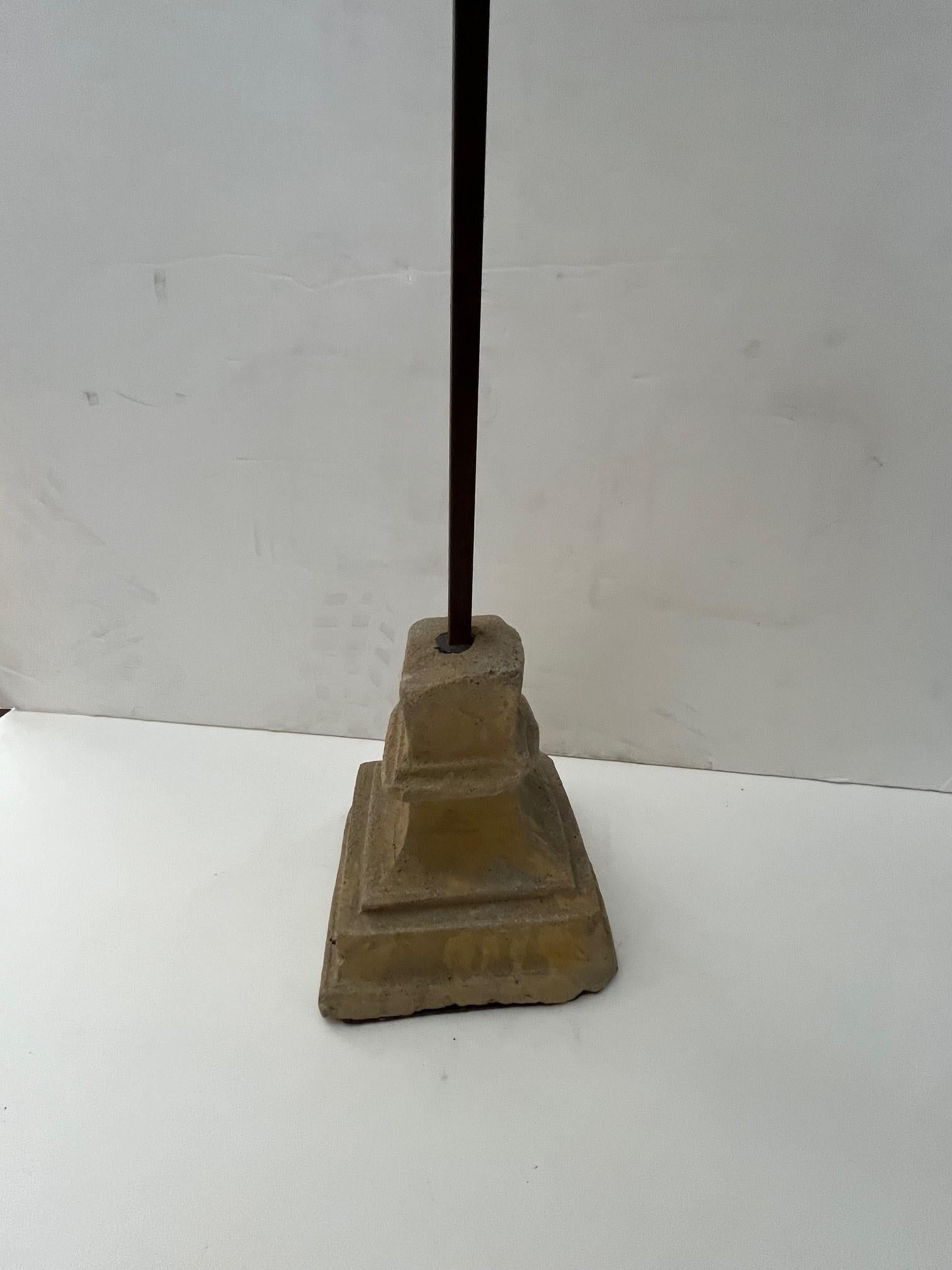 Hand-Carved Made to Order Hand Carved Forge Iron and Stone Base Four Lites Candlestic For Sale