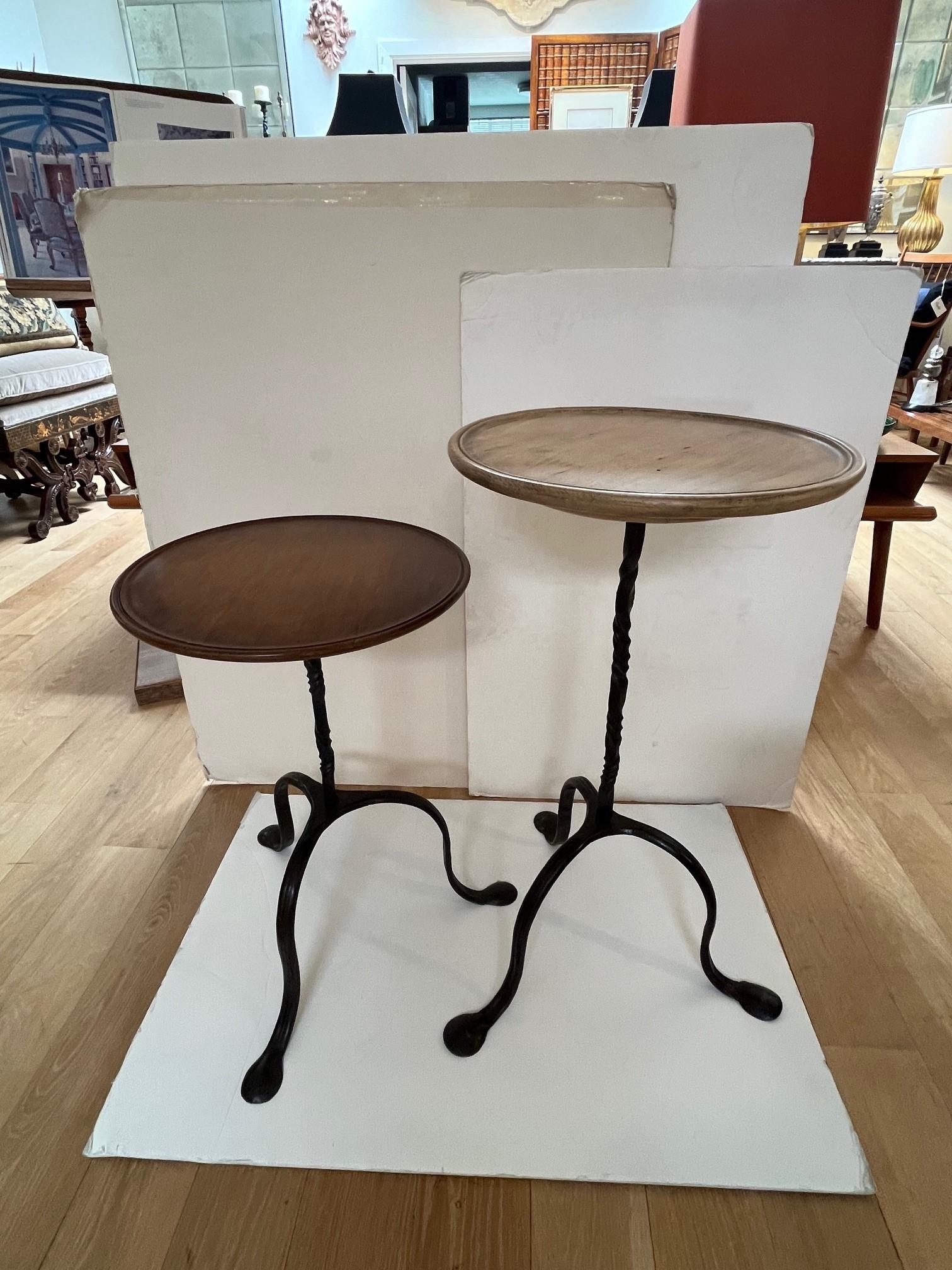 Made to Order Hand Forged Iron Tripod Winslow Side Tables with Wooden Tops For Sale 6