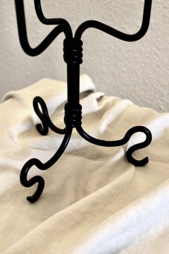 Made-to-Order Hand-Forged Wrought Iron Table Lamp, Belgian Linen Shade
