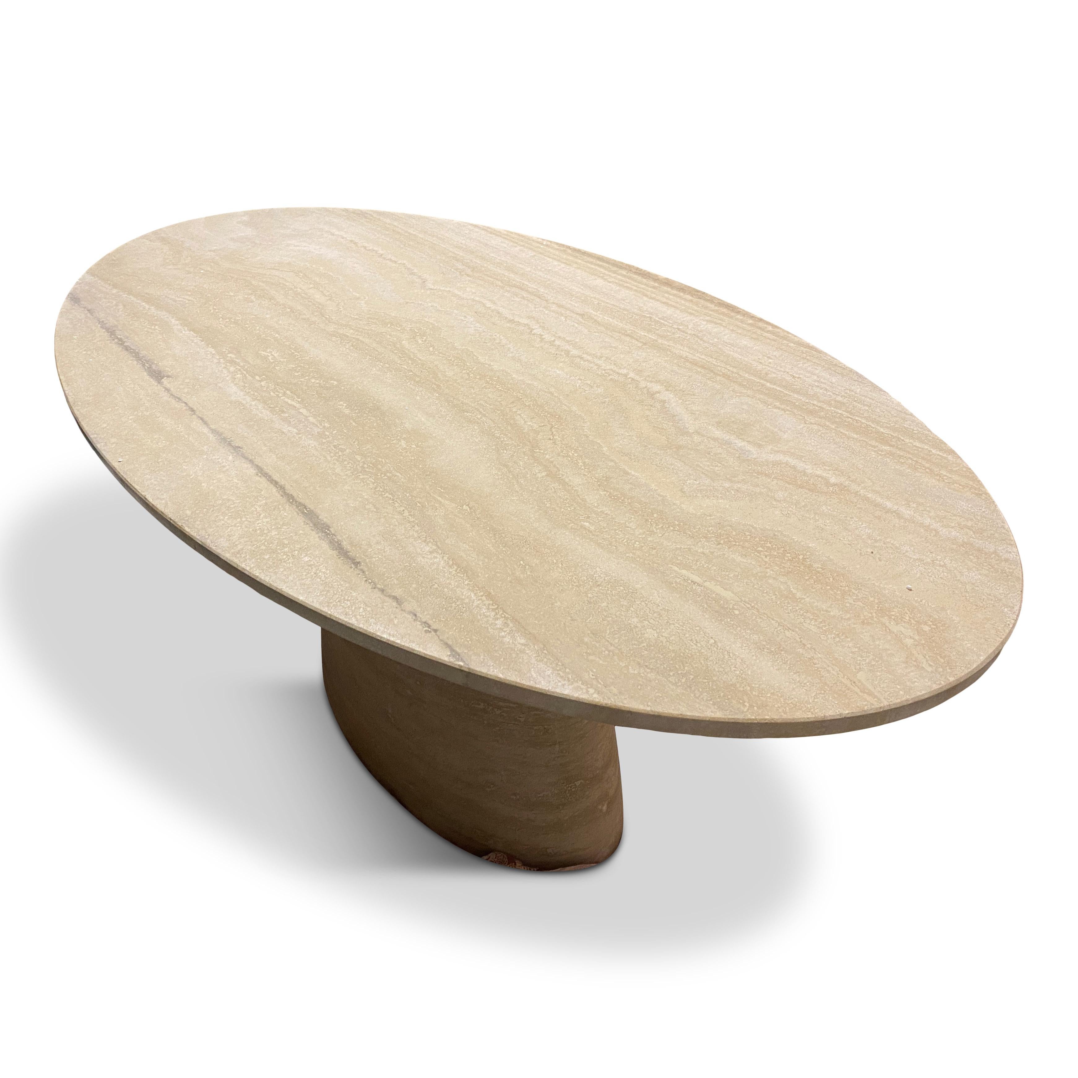 Contemporary Made To Order Italian Travertine Dining Table Customizable For Sale