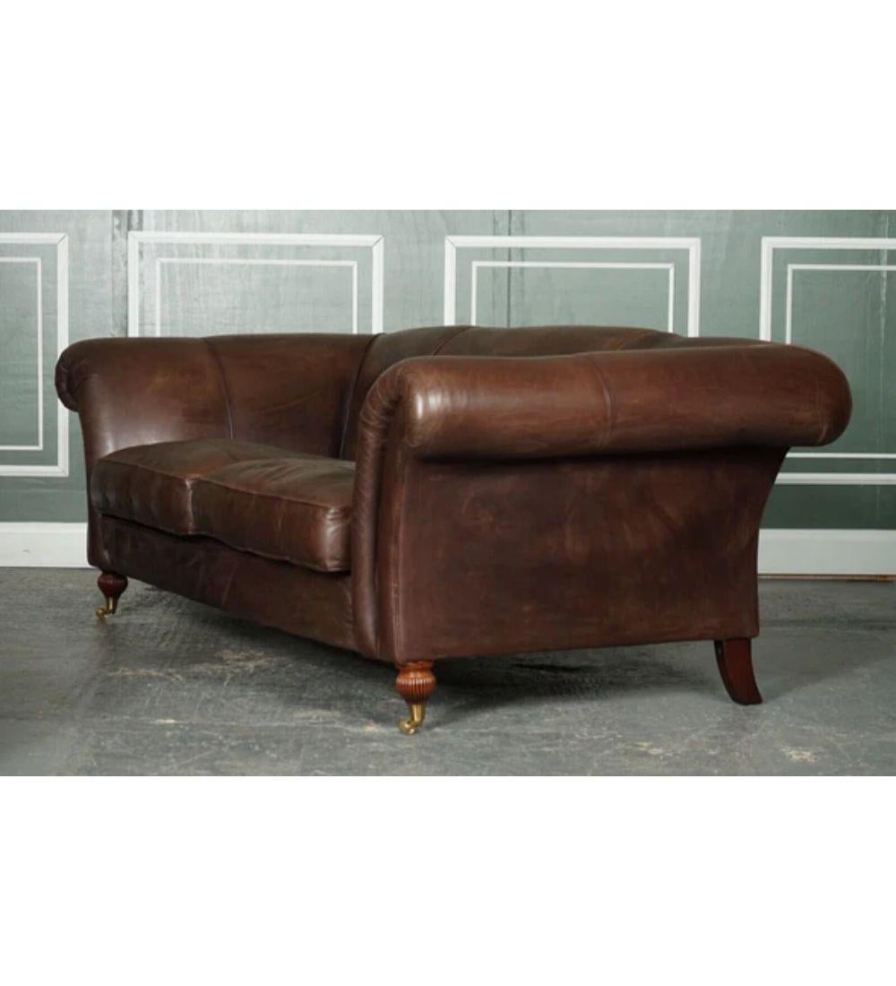 Made to Order Large Heritage Brown Leather 2 to 3 Seater Sofa For Sale 3