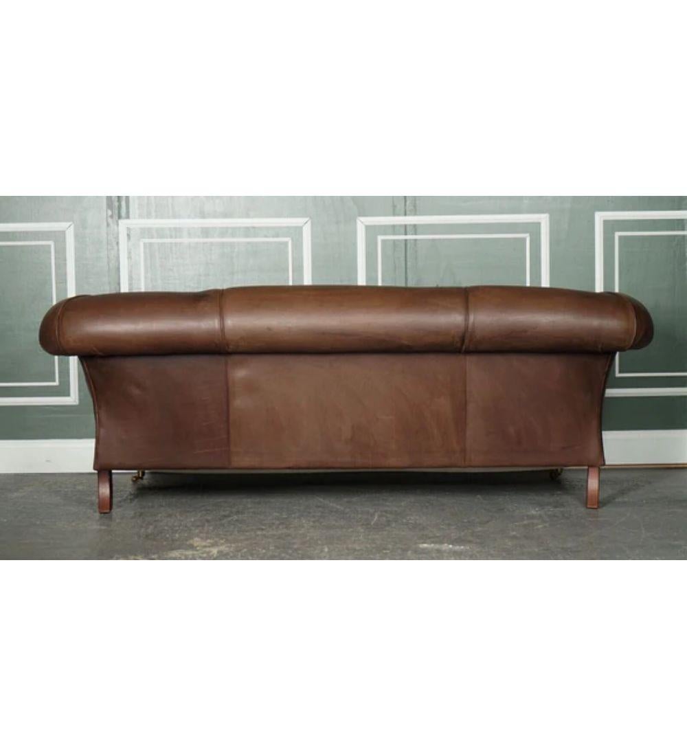 Made to Order Large Heritage Brown Leather 2 to 3 Seater Sofa For Sale 4