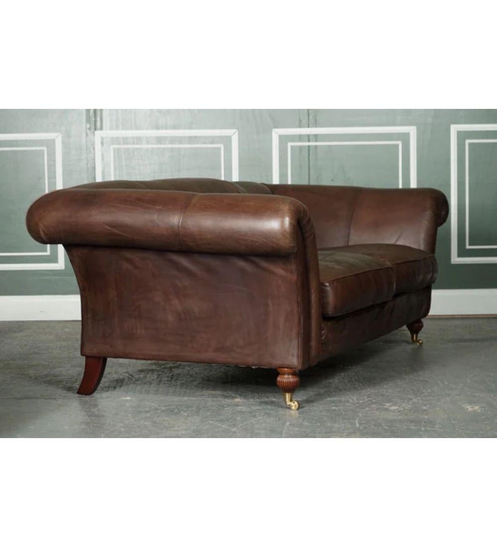 Made to Order Large Heritage Brown Leather 2 to 3 Seater Sofa For Sale 1