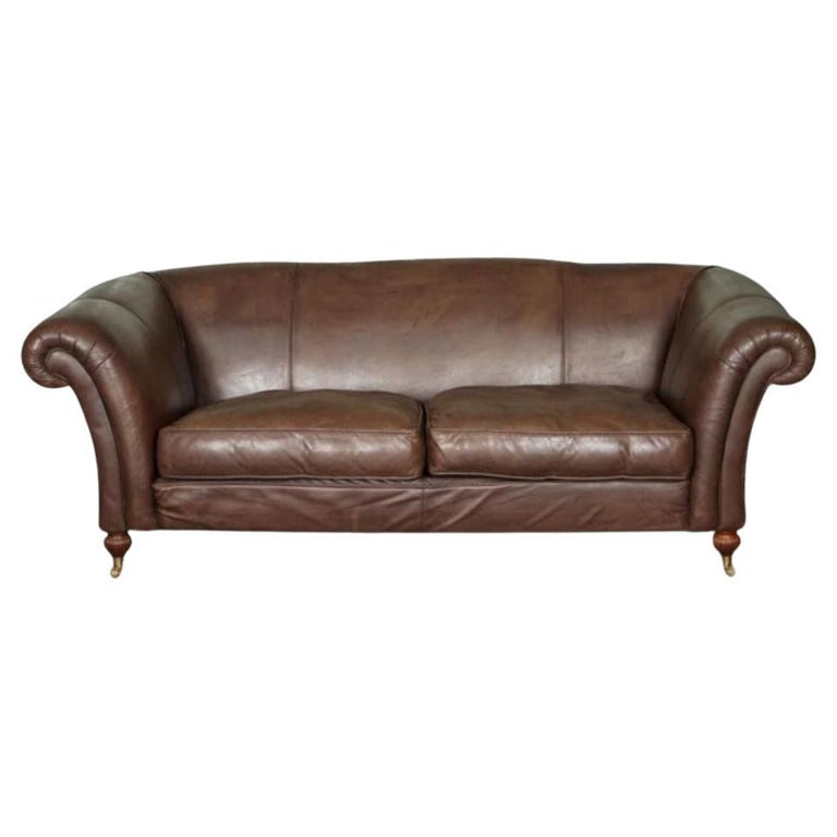 Made to Order Large Heritage Brown Leather 2 to 3 Seater Sofa For Sale at  1stDibs