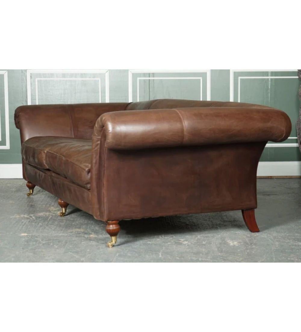 Made to Order Large Heritage Brown Leather 3 to 4 Seater Sofa 4