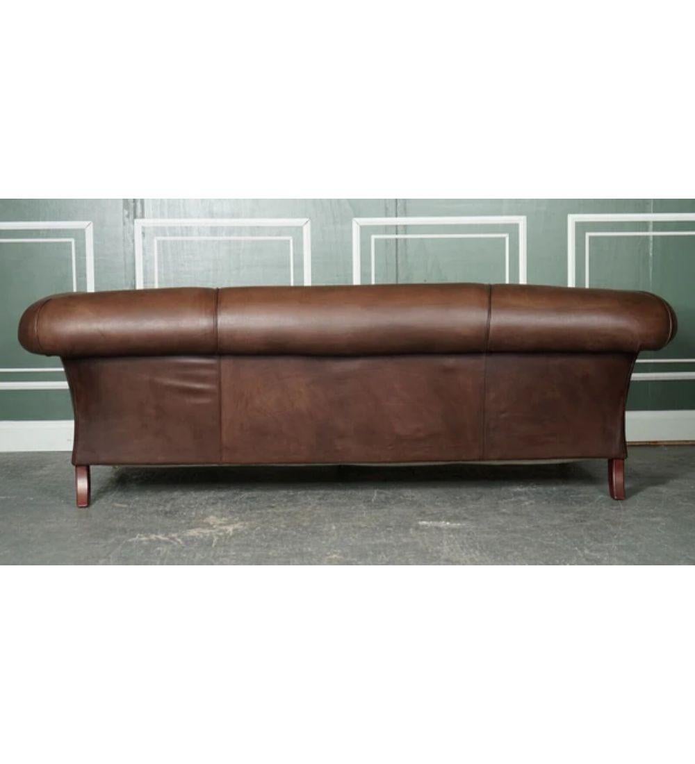 Made to Order Large Heritage Brown Leather 3 to 4 Seater Sofa 5