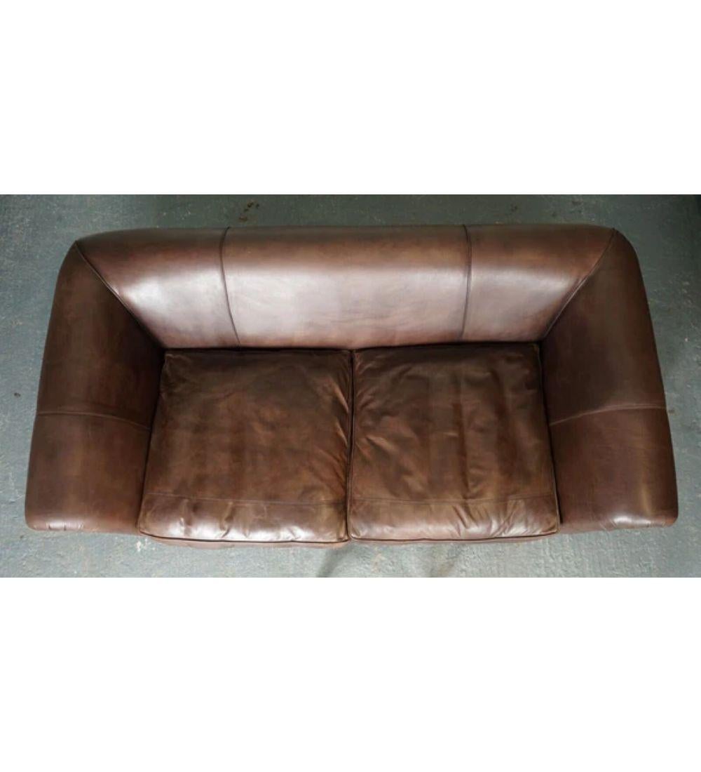 20th Century Made to Order Large Heritage Brown Leather 3 to 4 Seater Sofa