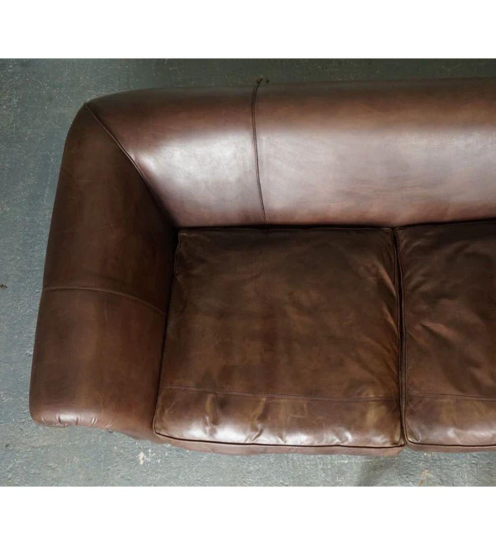 Made to Order Large Heritage Brown Leather 3 to 4 Seater Sofa 1