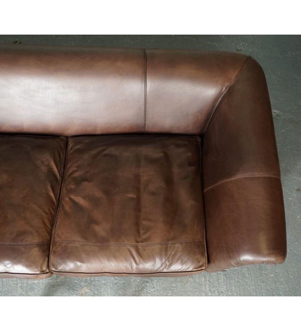 Made to Order Large Heritage Brown Leather 3 to 4 Seater Sofa 2