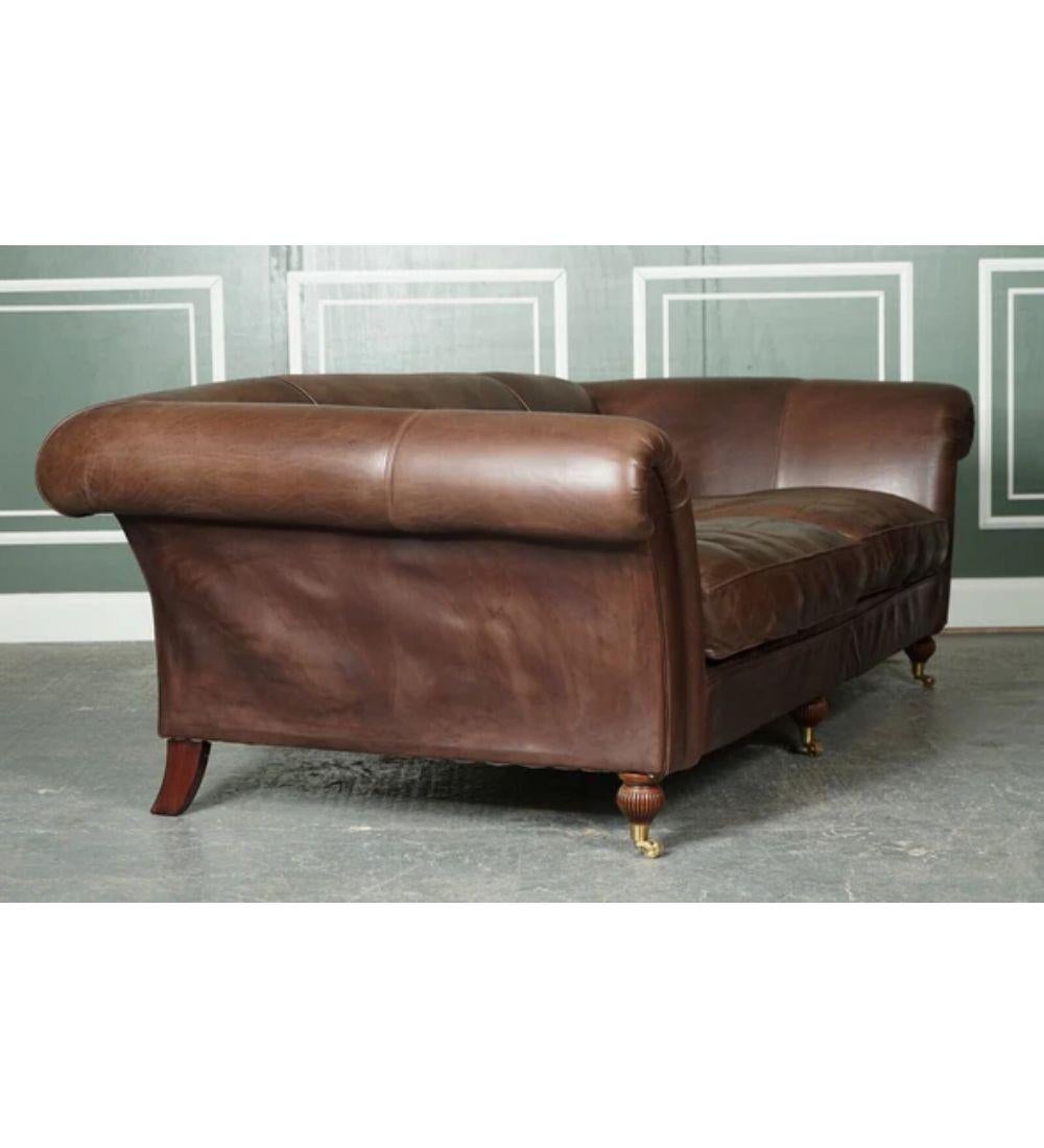 Made to Order Large Heritage Brown Leather 3 to 4 Seater Sofa 3