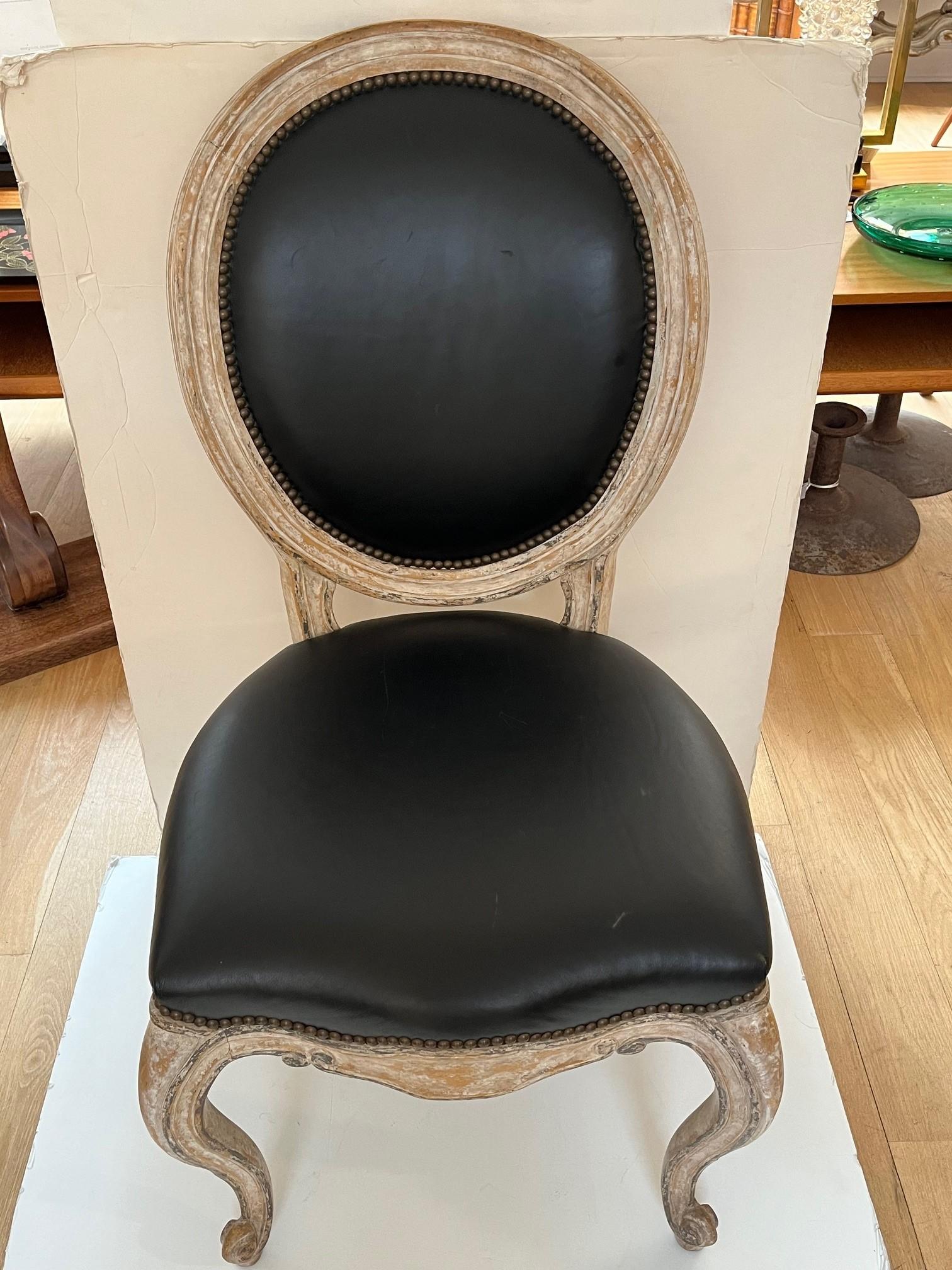 Made to Order Louis XV Style Dining Side Chair in Antique Painted Finish For Sale 4