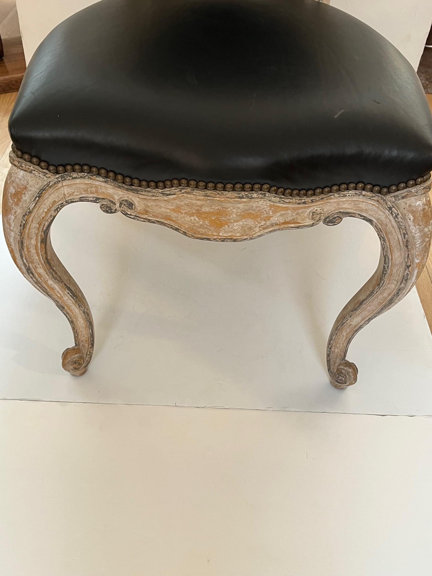 Contemporary Made to Order Louis XV Style Dining Side Chair in Antique Painted Finish For Sale