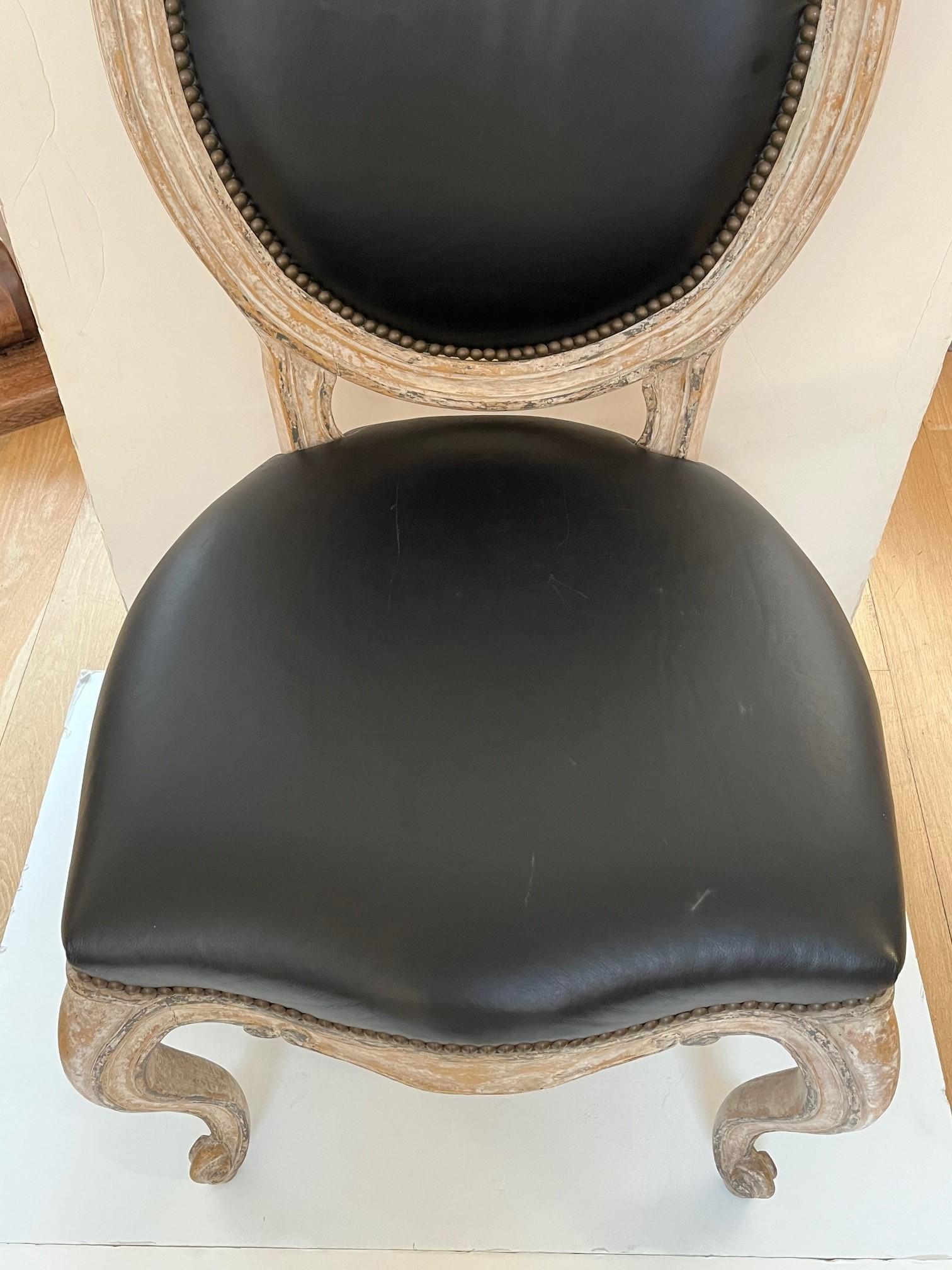 Made to Order Louis XV Style Dining Side Chair in Antique Painted Finish For Sale 1