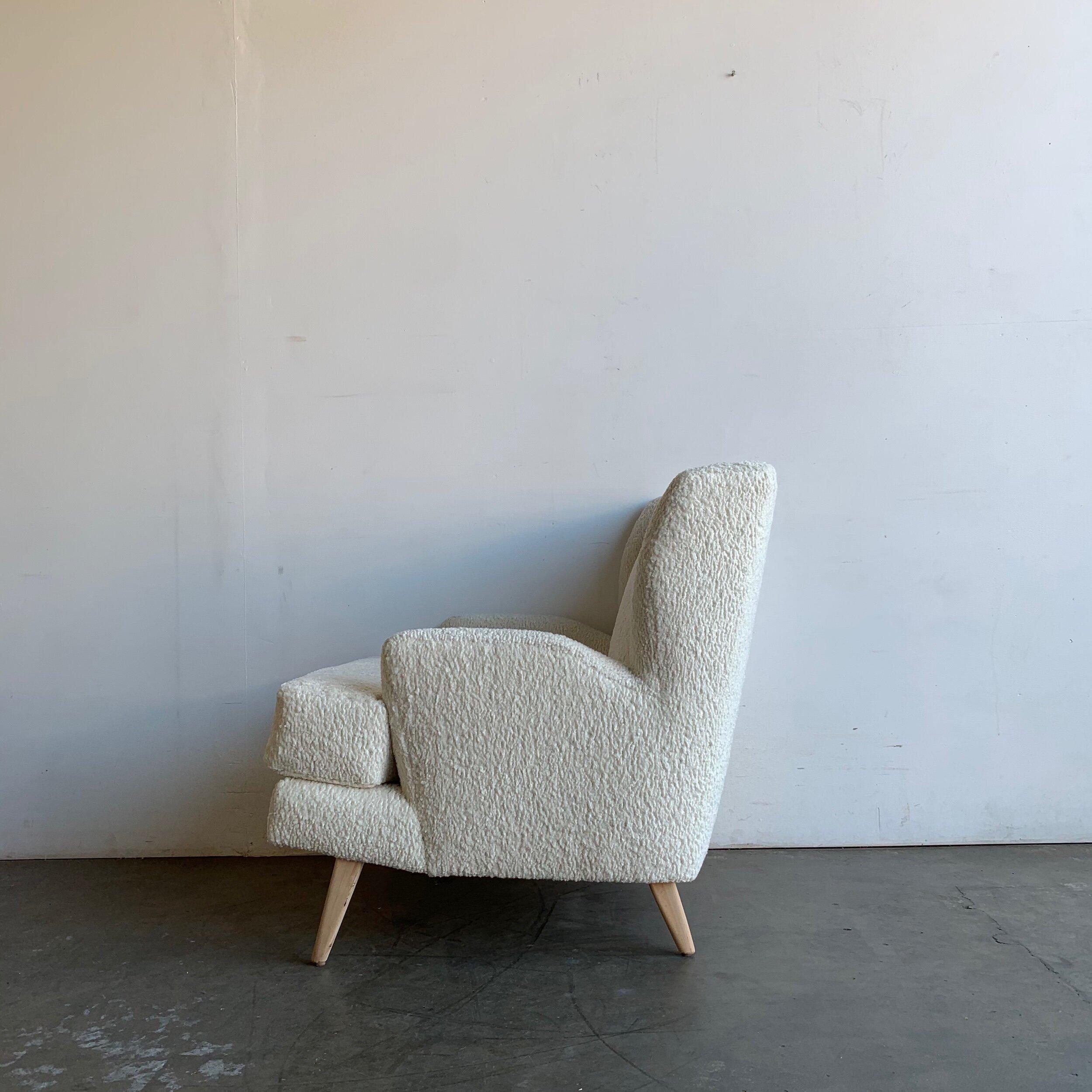 Made To Order Mid Century Style Wingback Chair in Sherpa For Sale 1