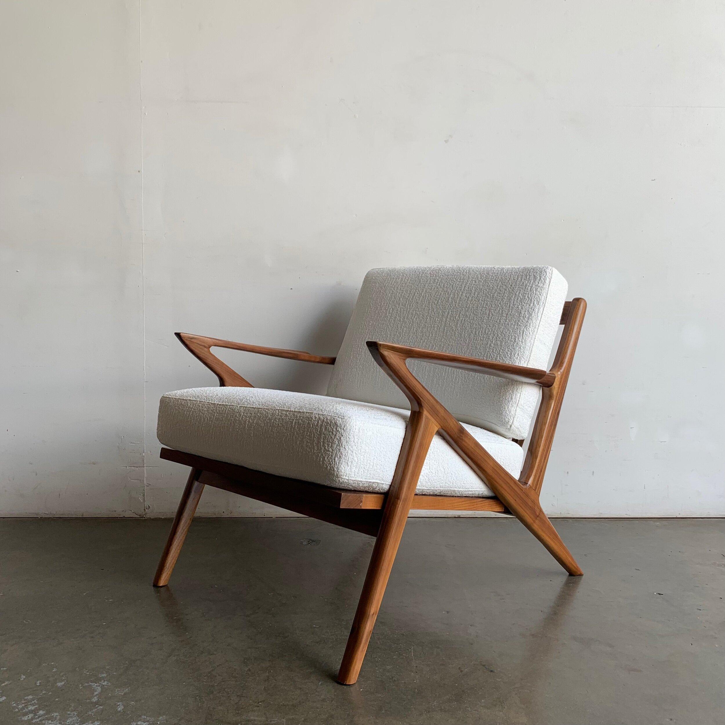Made to Order Mid Century Z Chair in Walnut In New Condition For Sale In Los Angeles, CA