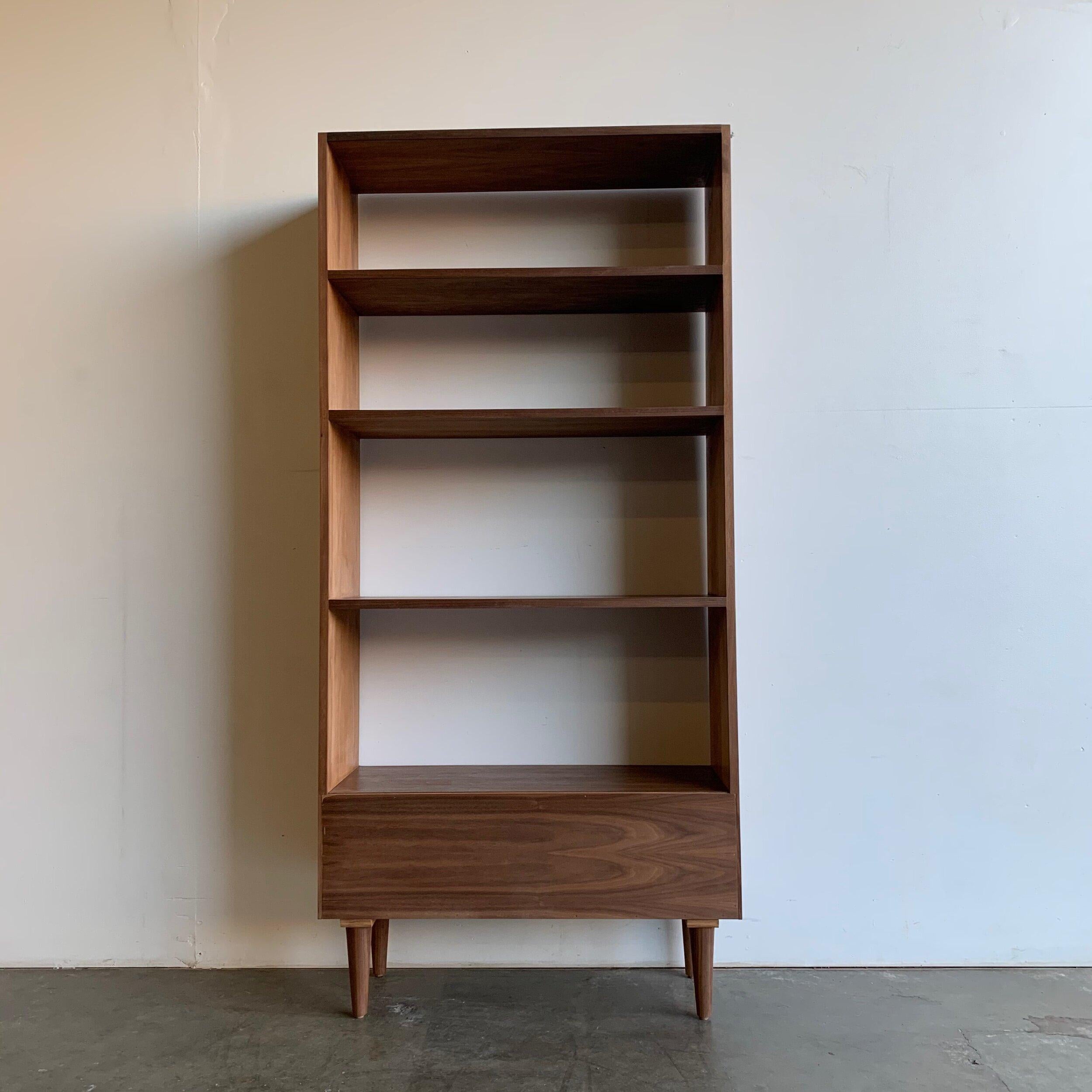 Contemporary Made To Order Minimal Walnut Bookcase For Sale