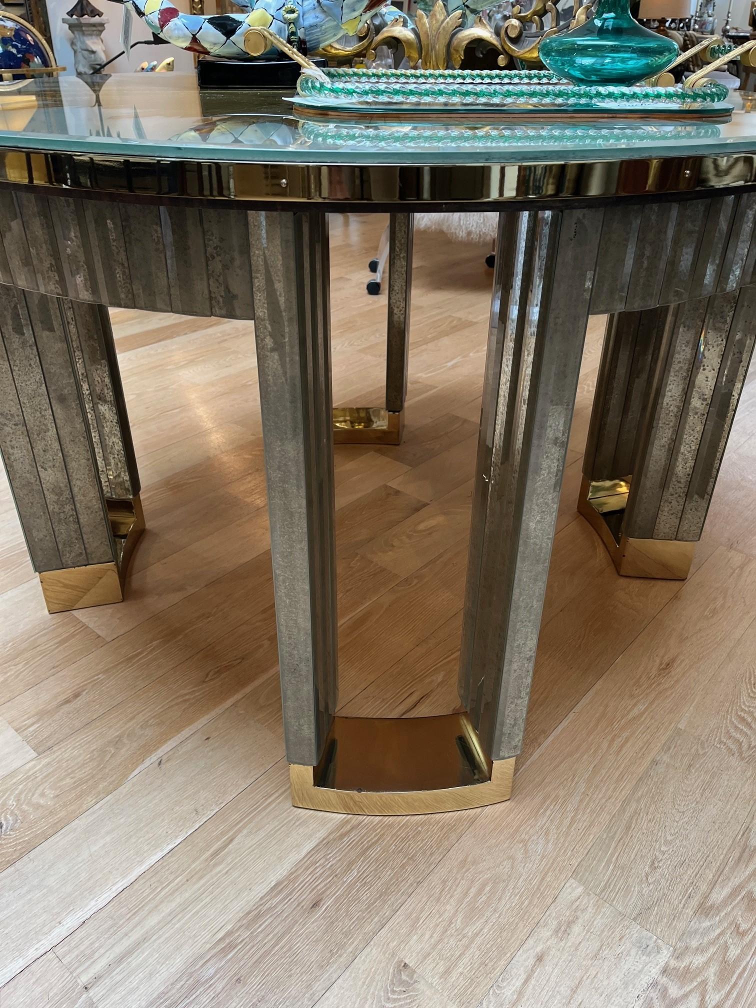 Table centrale Helena en miroir sur mesure avec étoile gravée et dorée en vente 4