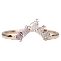 Made-to-Order Natural Pink Diamond Cluster Crown Ring 14K Rose Gold