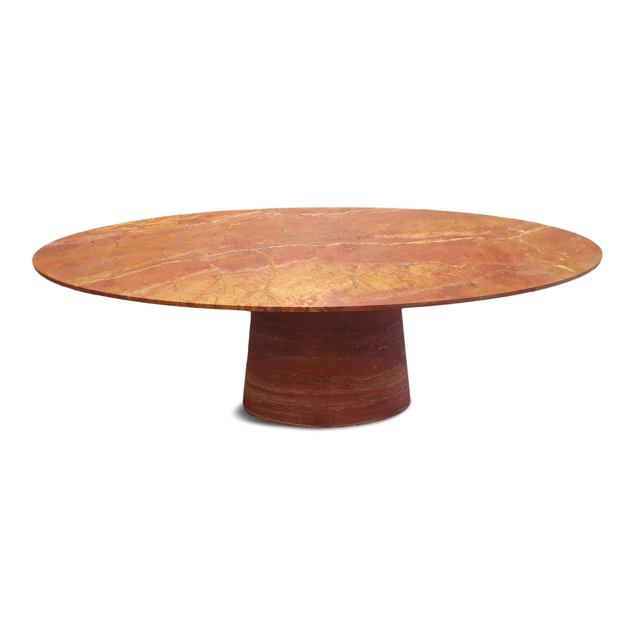 Mid-Century Modern Made To Order Red Travertine Dining Table For Sale