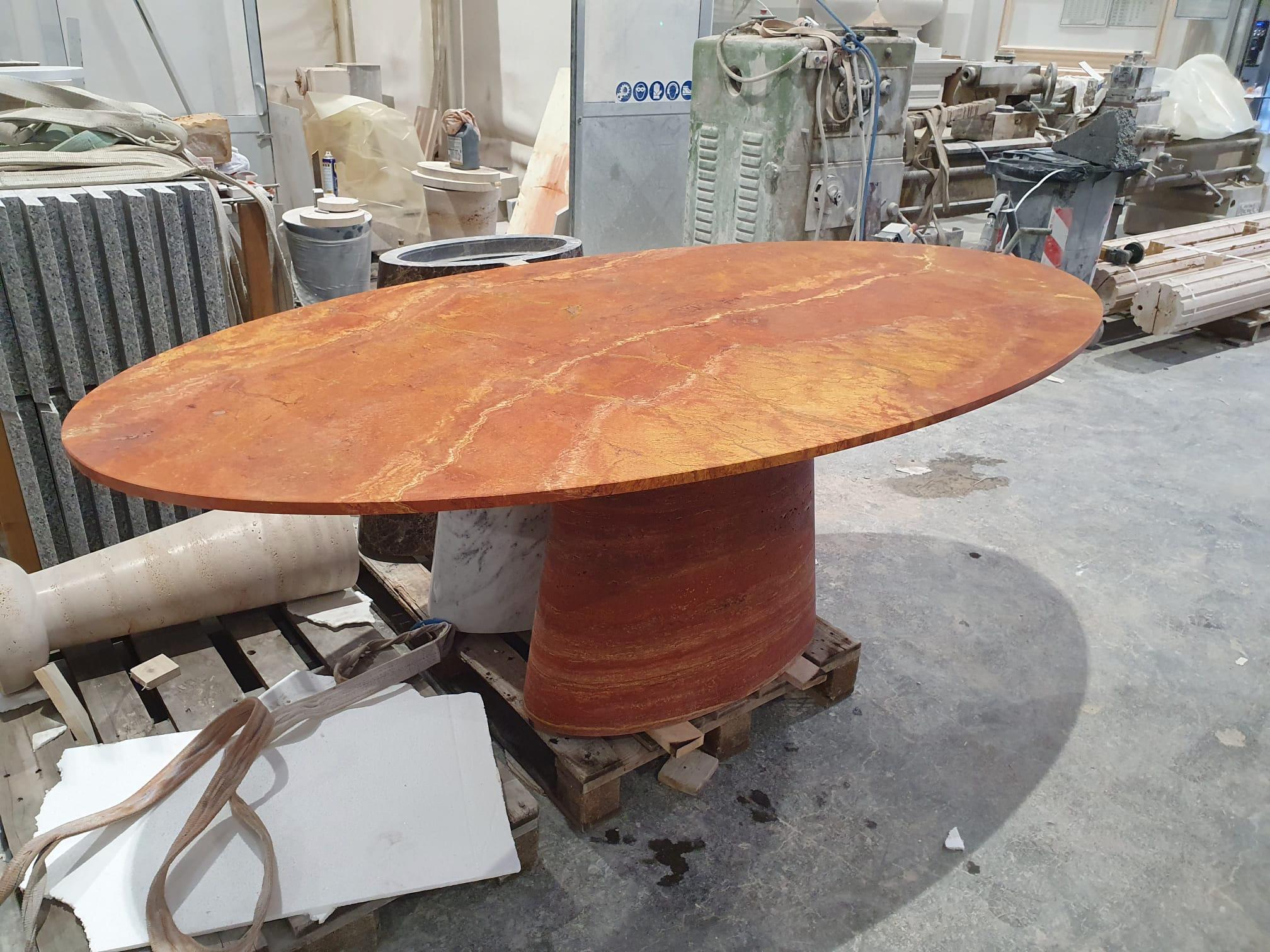 Made To Order Red Travertine Dining Table In New Condition For Sale In London, London
