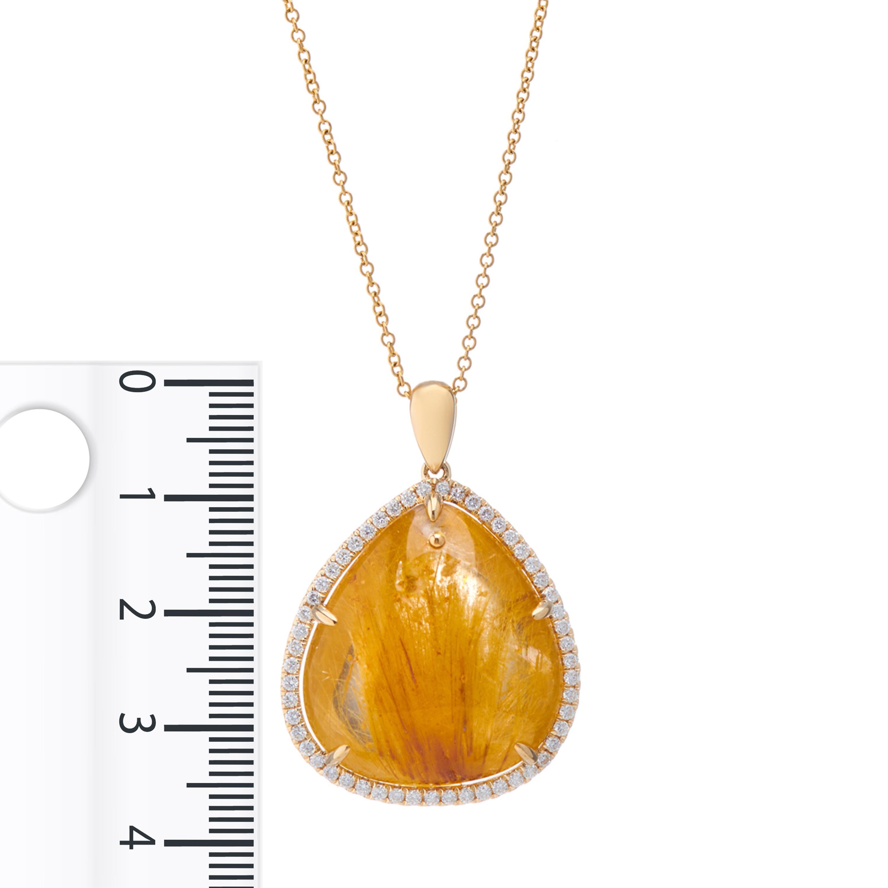 18k yellow gold rutilated quartz pendant