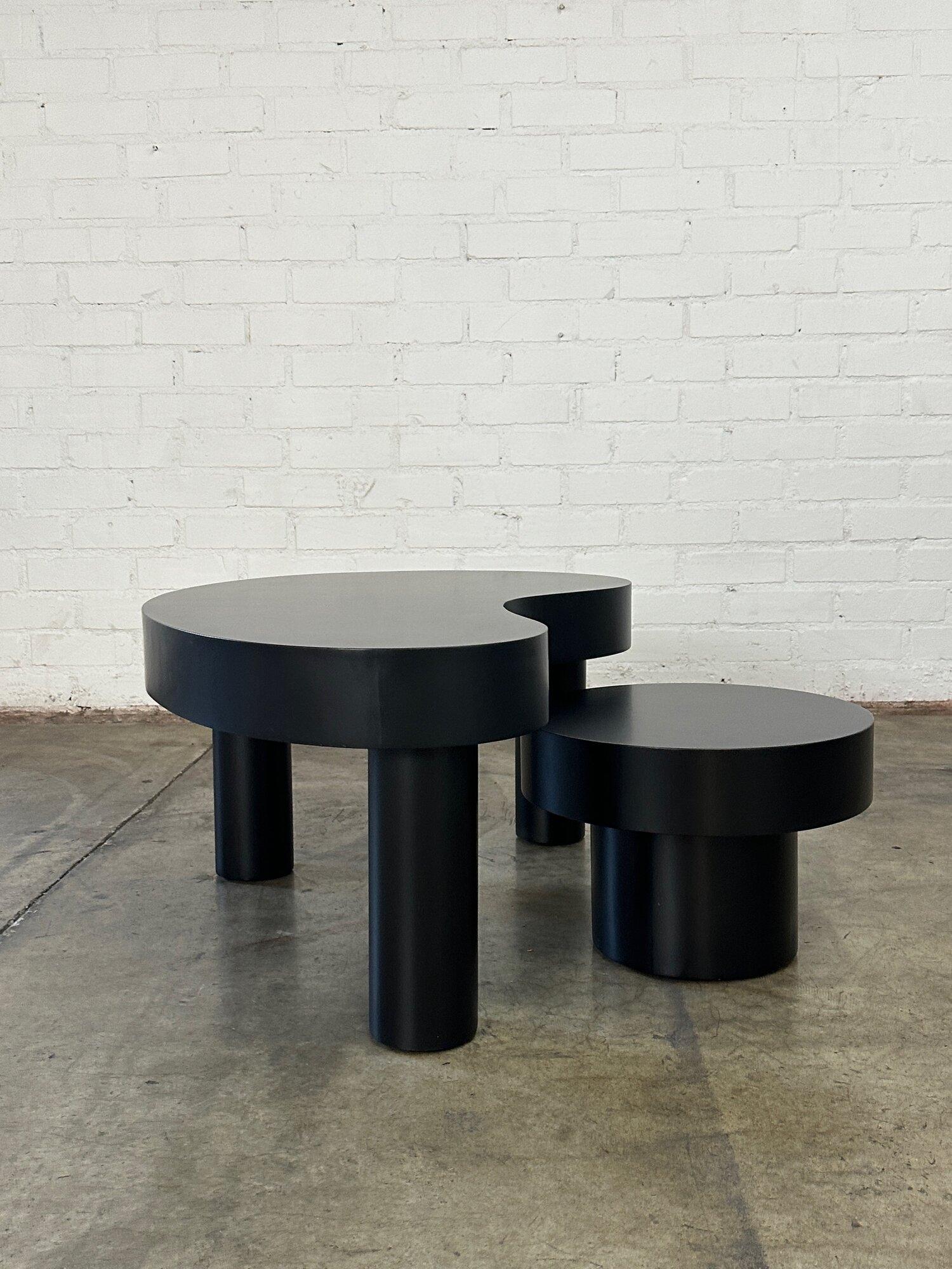 Made to Order Small Kidney Two Tiered Coffee Table Set-Full Black For Sale 4