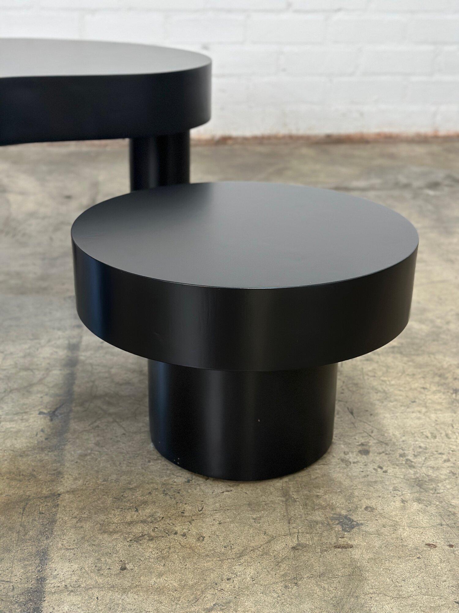 Made to Order Small Kidney Two Tiered Coffee Table Set-Full Black For Sale 1