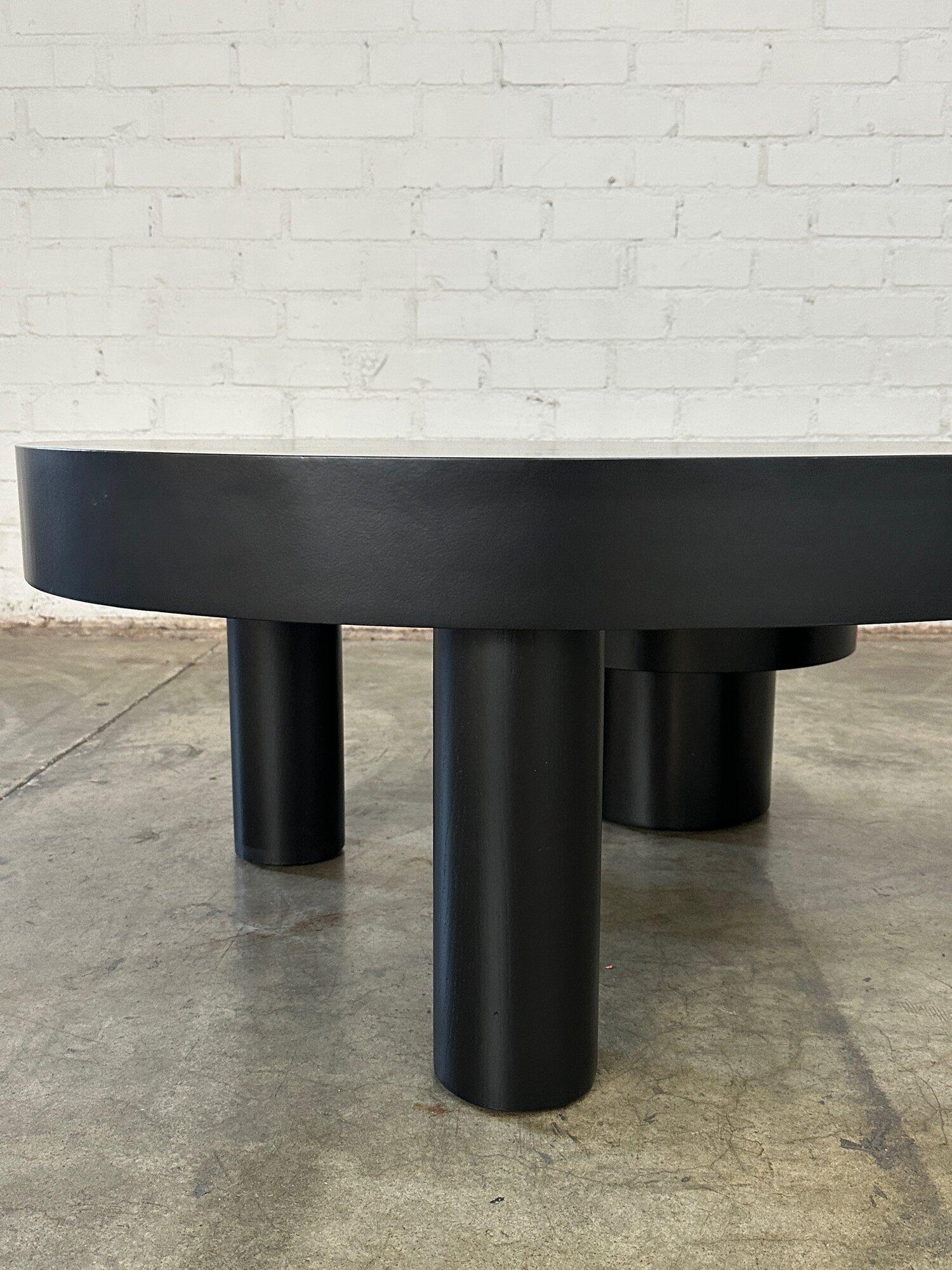 Made to Order Small Kidney Two Tiered Coffee Table Set-Full Black For Sale 3