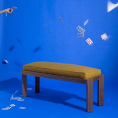 Panca imbottita Meyette Contemporary in noce massiccio da 4ft, rivestita in lana color tabacco