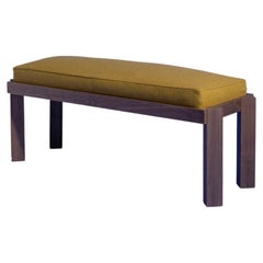 Panca imbottita Meyette Contemporary in noce massiccio da 4ft, rivestita in lana color tabacco