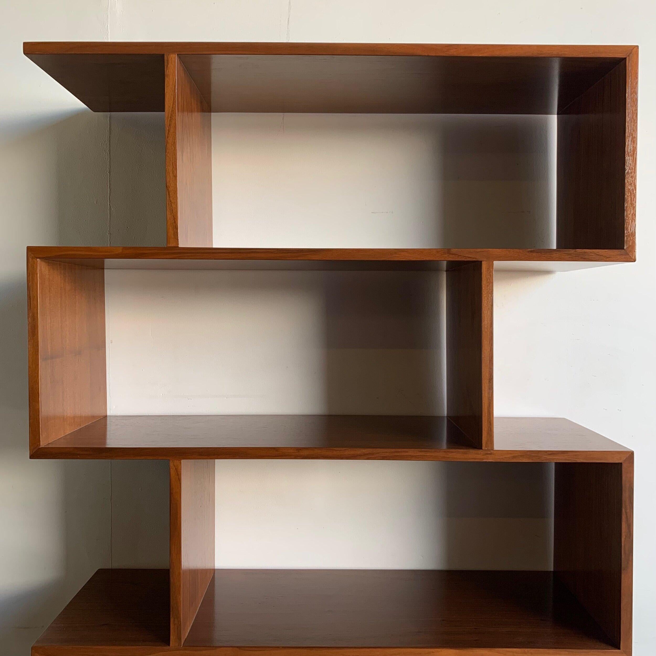 Mid-Century Modern Made To Order Staggered 5 Tier Bookcase For Sale