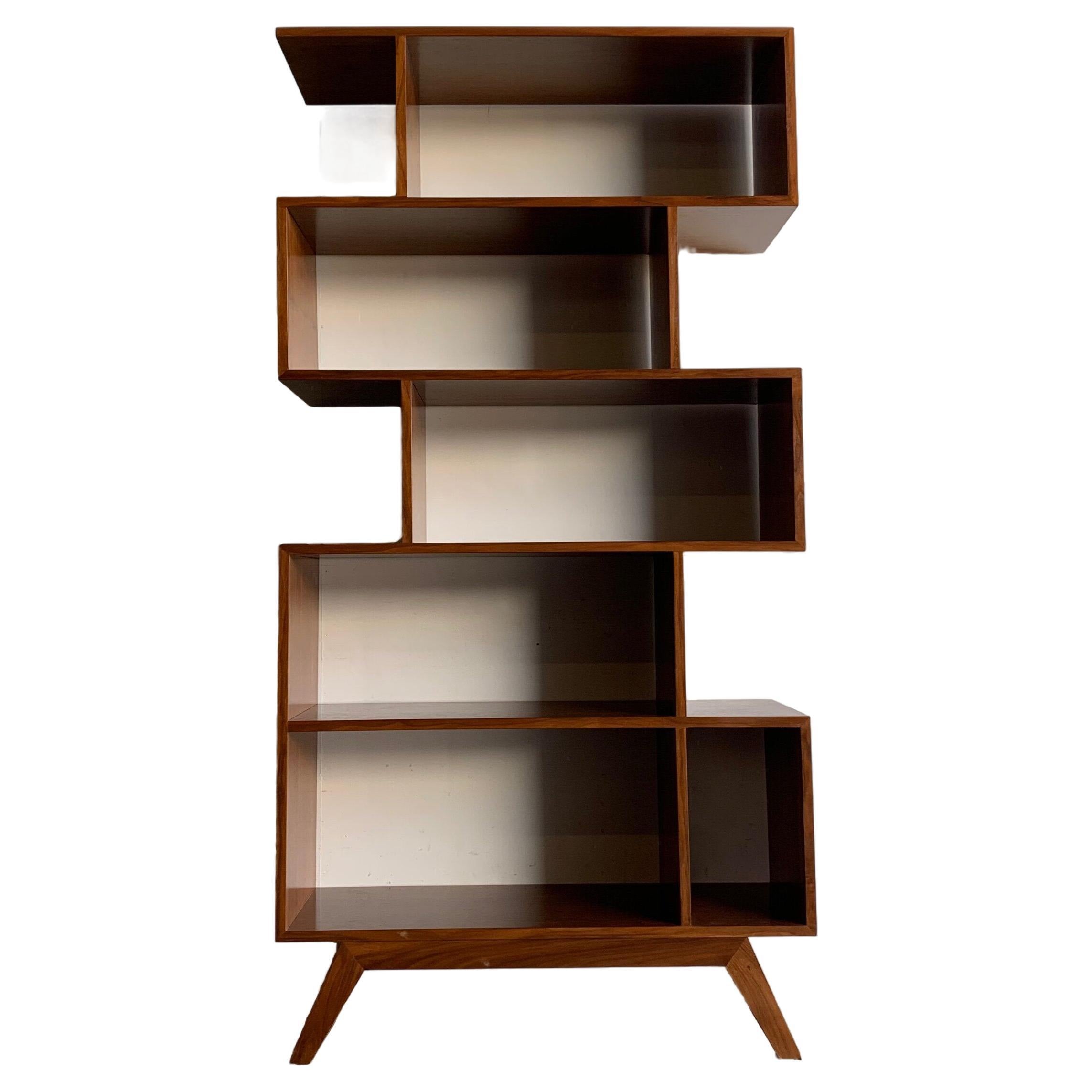 Made To Order Staggered 5 Tier Bookcase For Sale