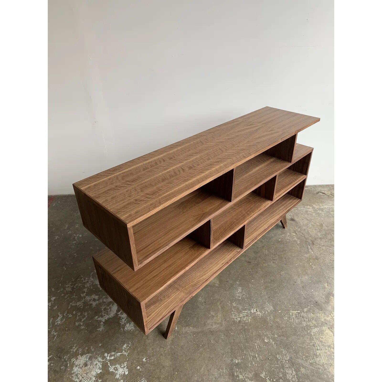 Made To Order Staggered Bookshelf- Deep Walnut For Sale 5