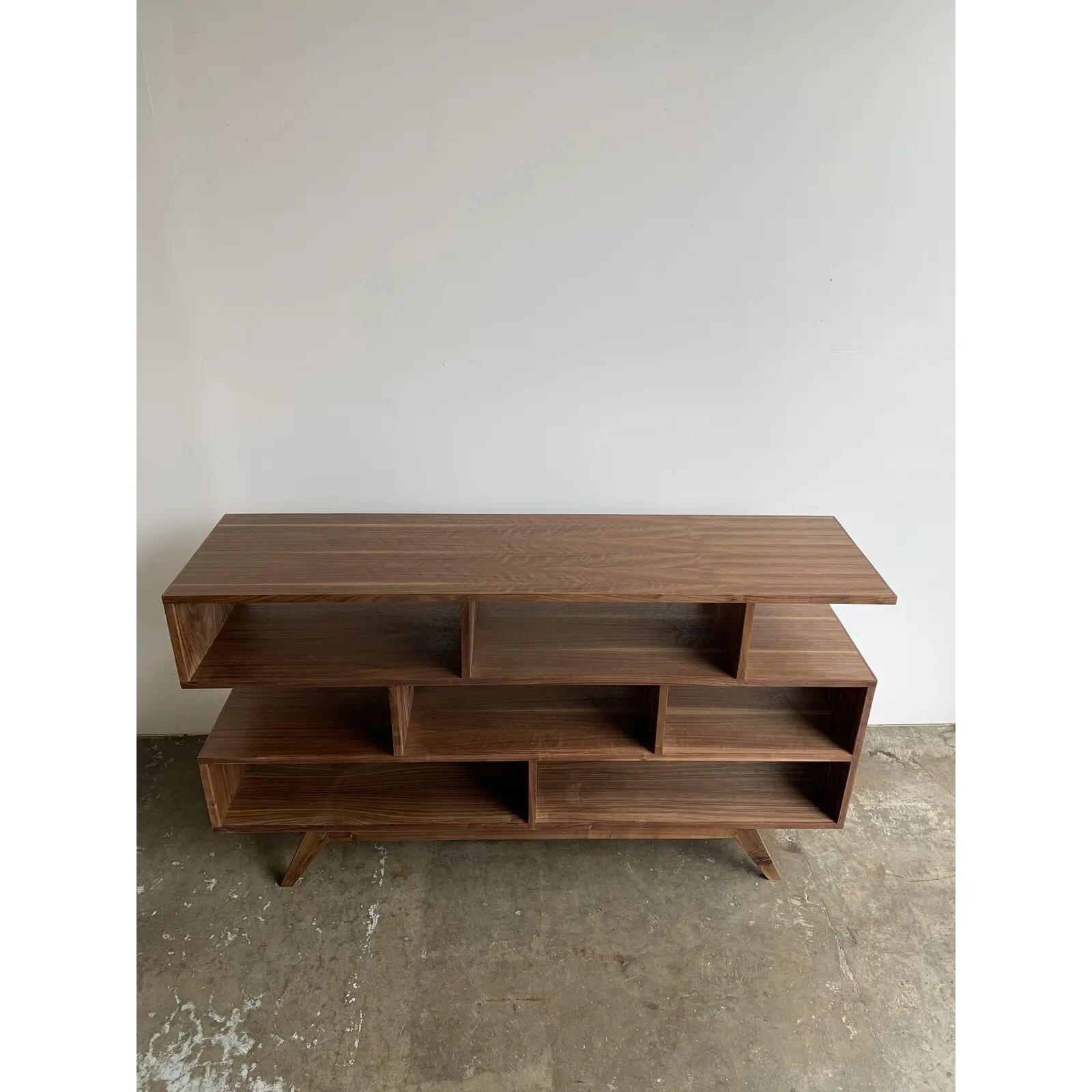 Mid-Century Modern Made To Order Staggered Bookshelf- Deep Walnut For Sale