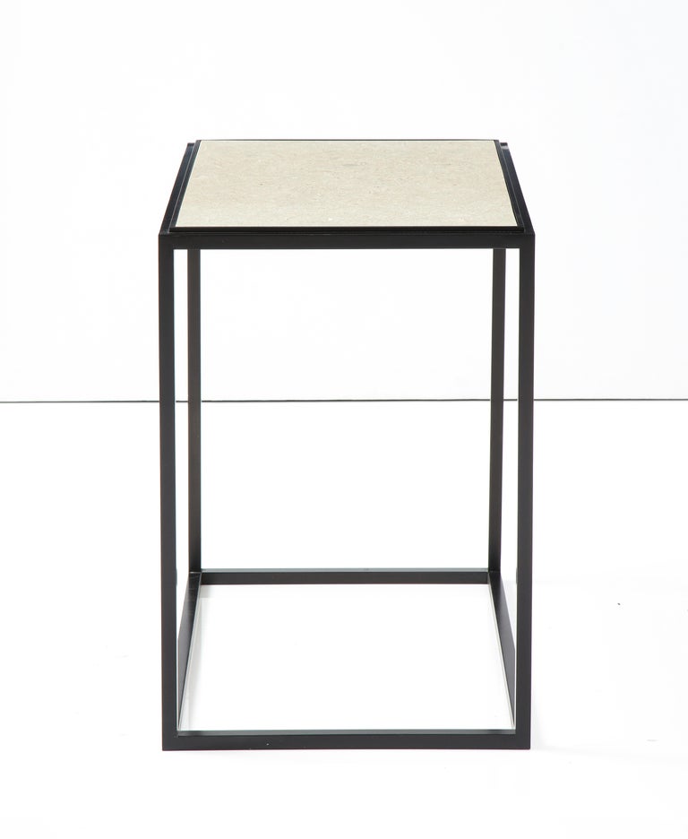 Made to Order Stone Top Side Table/Console with Solid Metal Base For