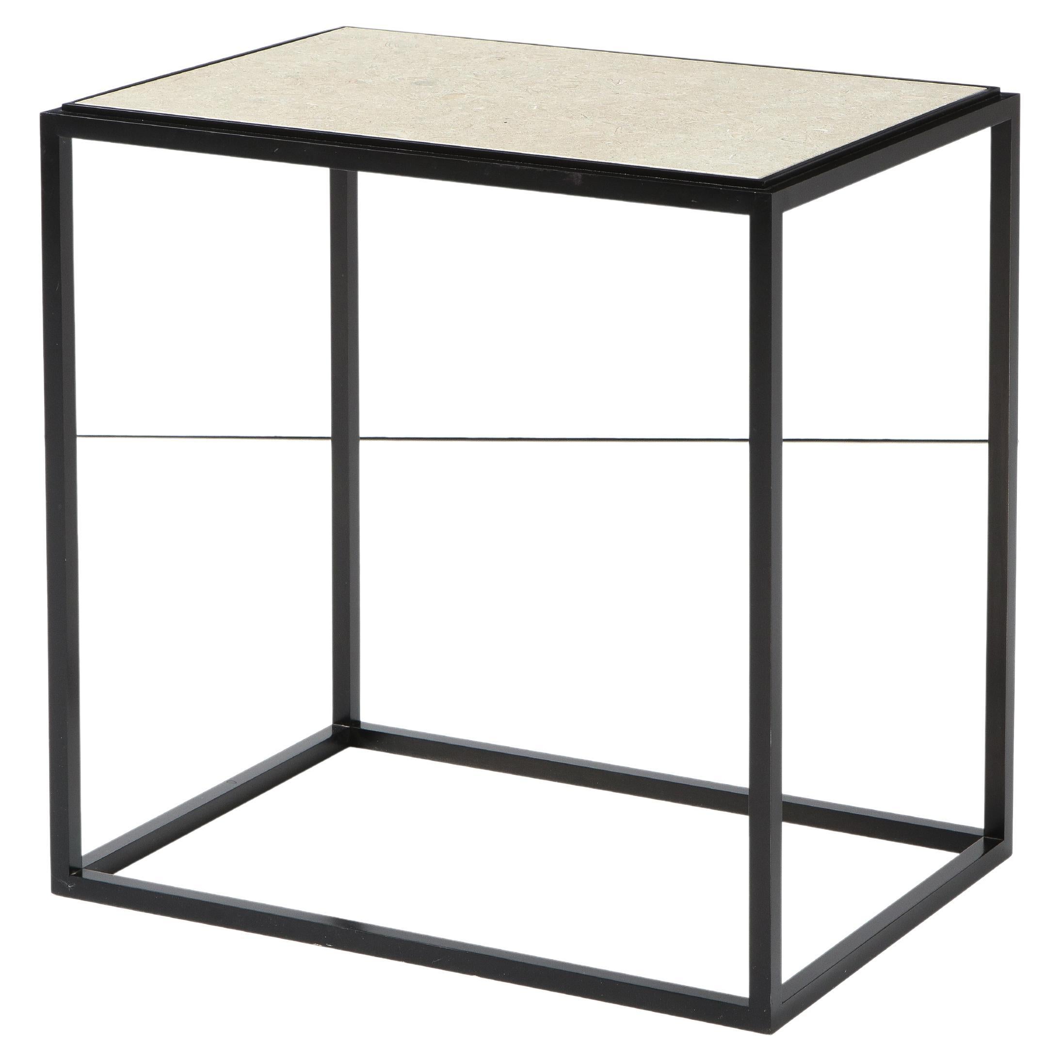 Made to Order Stone Top Side Table/Console with Solid Metal Base
