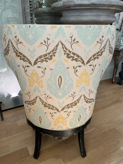 Made to Order Swedish Wing Back Chair with Antiqued Ebonized Painted Finish Gilt