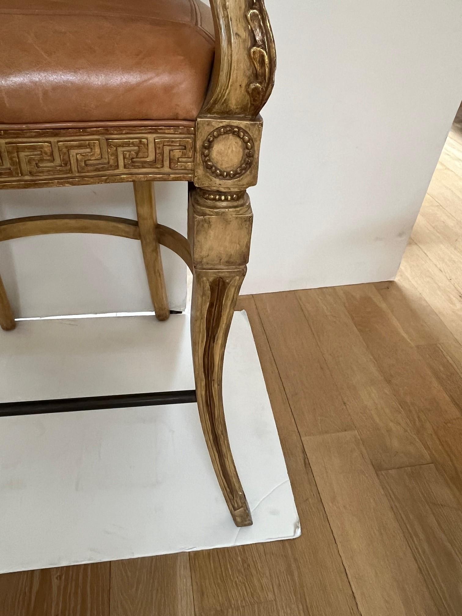 Made to Order Venetian Bar Stool in Antique Painted Finish with Gilded Detail For Sale 3