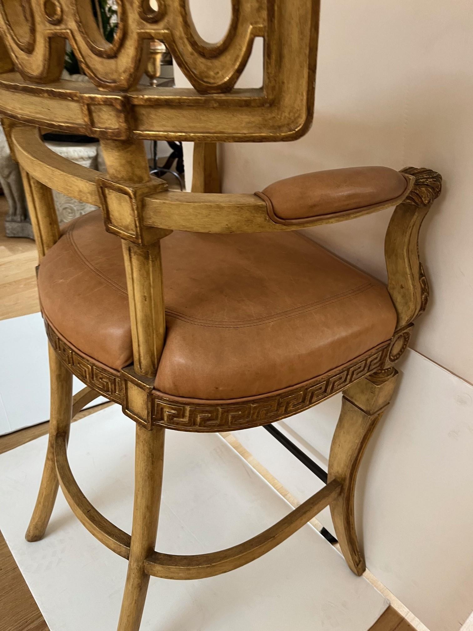 Made to Order Venetian Bar Stool in Antique Painted Finish with Gilded Detail For Sale 4