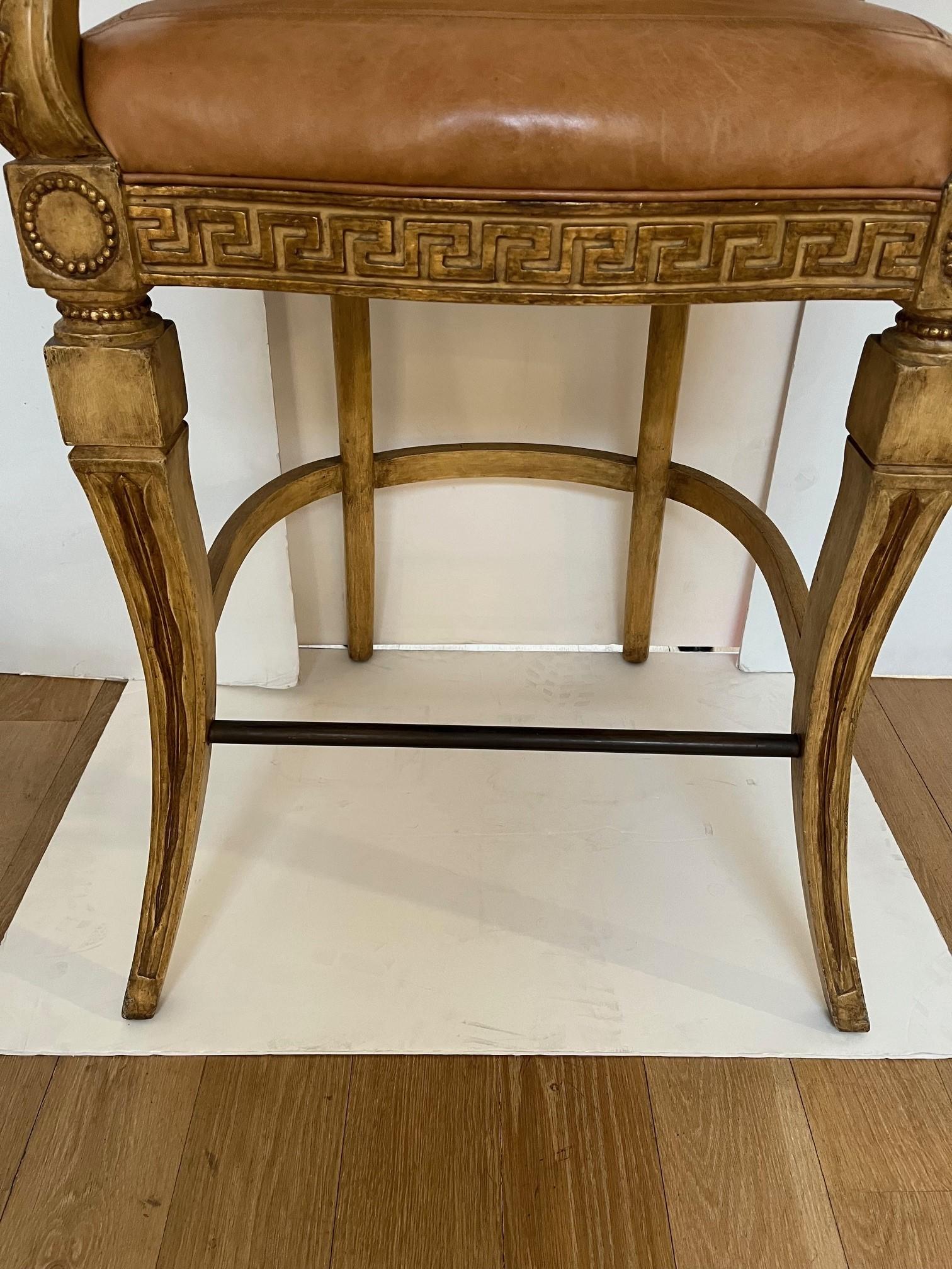 Made to Order Venetian Bar Stool in Antique Painted Finish with Gilded Detail For Sale 8