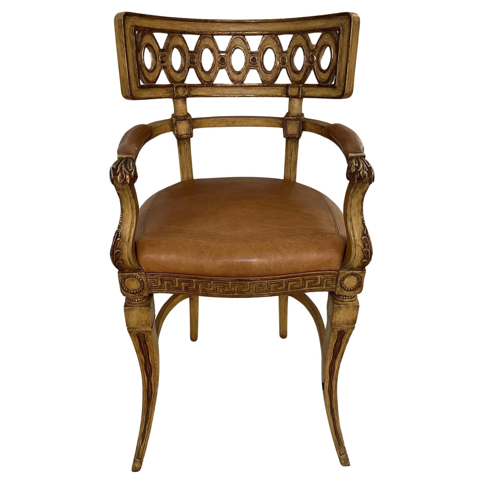 Made to Order Venetian Bar Stool in Antique Painted Finish with Gilded Detail For Sale