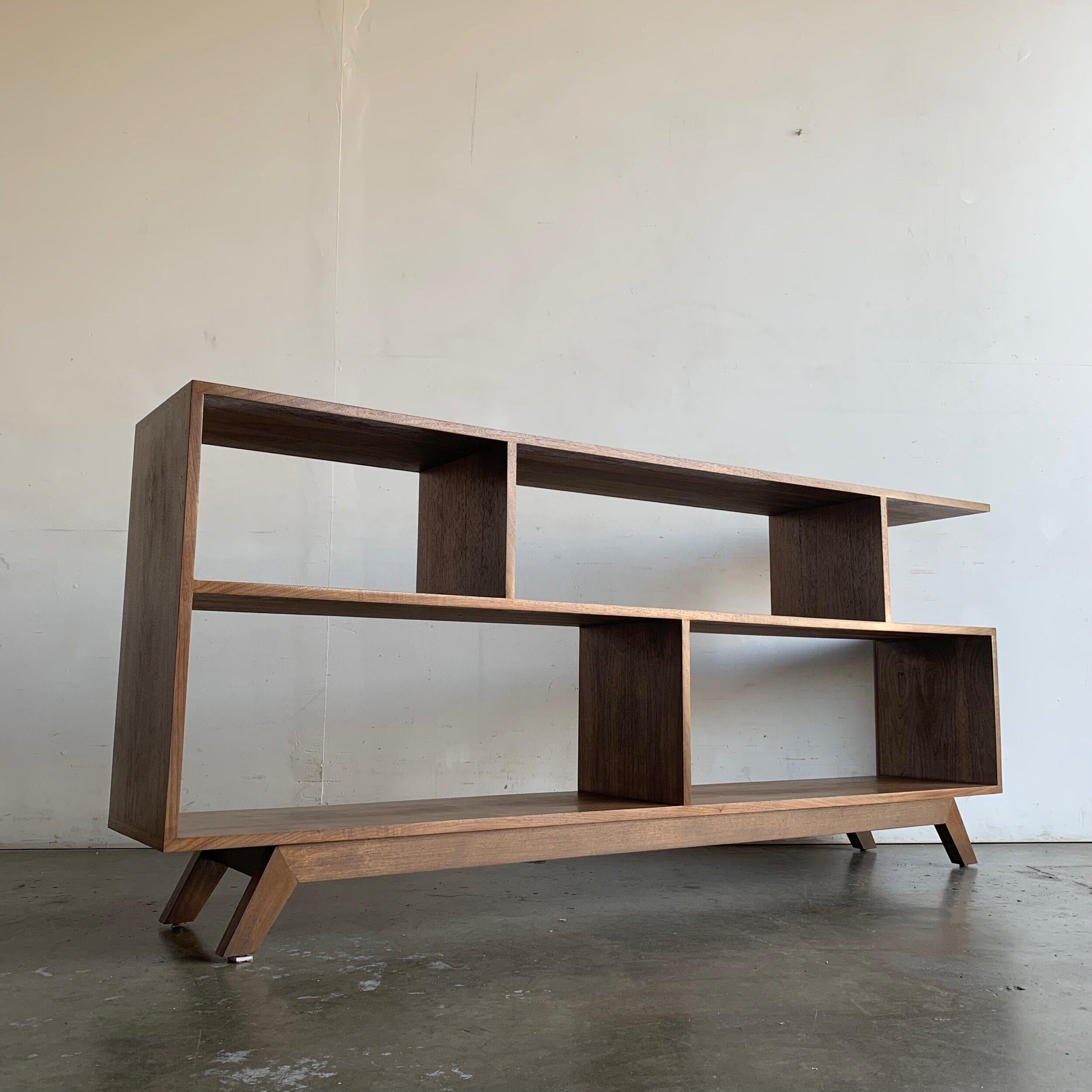 Mid-Century Modern Made to Order Vintage On Point Two Tier Bookshelf For Sale