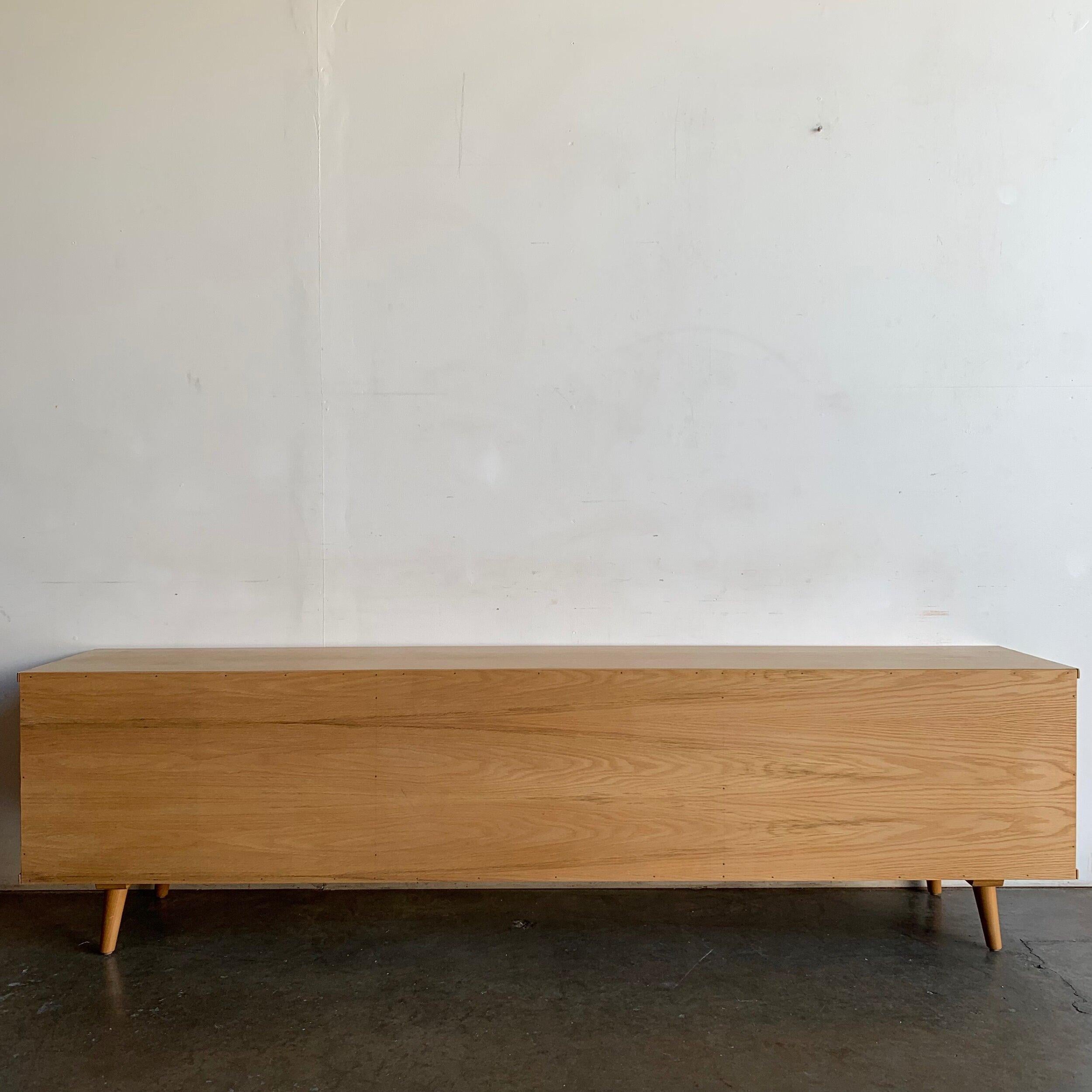Made To Order White Oak and Cane Credenza Three Panels For Sale 9