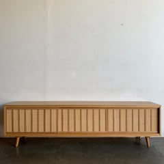 Made To Order White Oak and Cane Credenza Three Panels